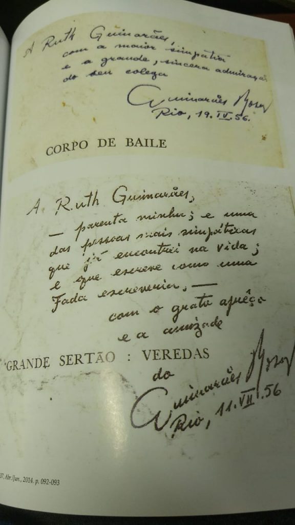 Dedicatória de Guimarães Rosa para Ruth Guimarães