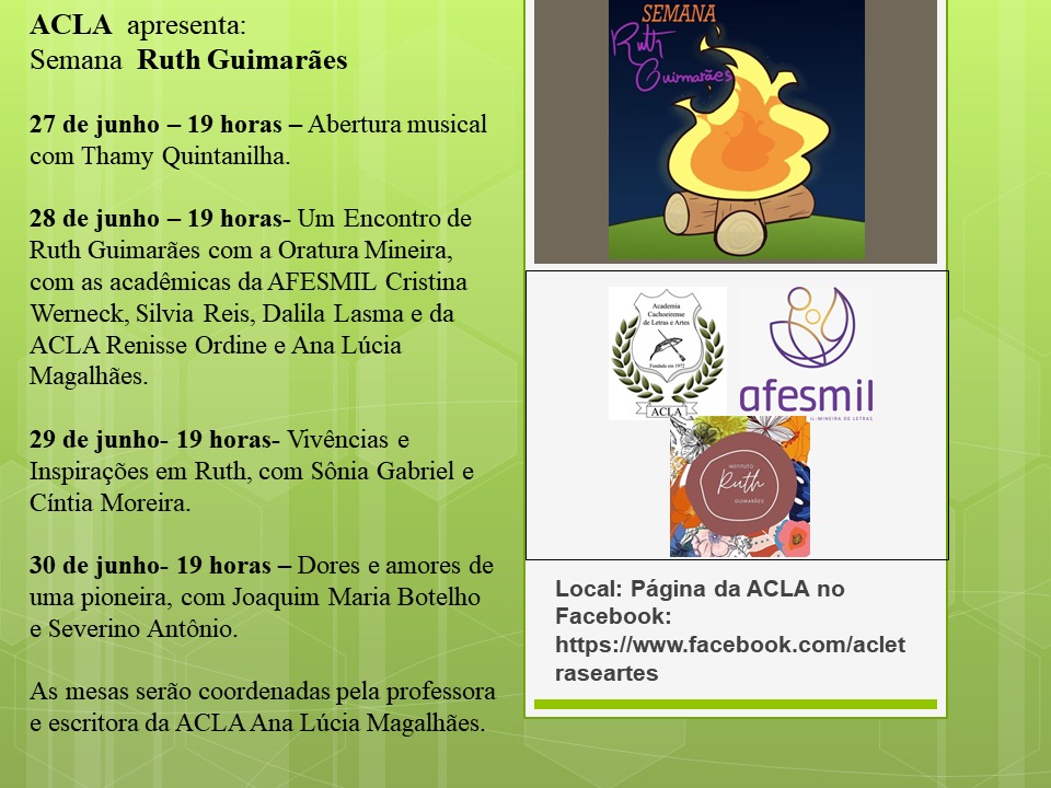WhatsApp Image 2022 06 27 at 19.52.35 Instituto Ruth Guimarães ACLA apresenta: Semana Ruth Guimarães